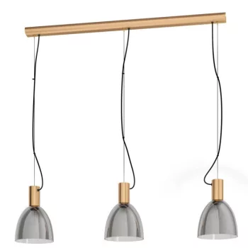   EGLO 99314 LEBALIO, beltéri függeszték, E27 foglalattal, MAX 3X40W teljesítménnyel, bronz / acél lámpatest, IP20, fekete-áttetsző / mattított üveg búrával, kapcsoló nélkül