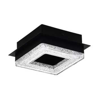   EGLO 99324 FRADELO 1, beltéri LED-es fali-mennyezeti lámpa, LED foglalattal, MAX 1X4W teljesítménnyel, 400lm, 3000 K, fekete / acél lámpatest, IP20, fekete, áttetsző / műanyag, kristály búrával, LED nem cserélhető, kapcsoló nélkül