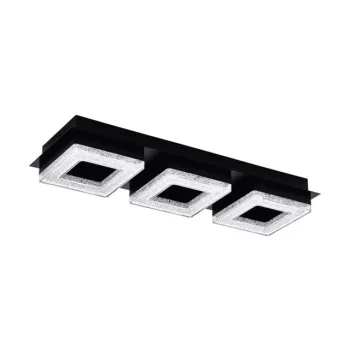   EGLO 99325 FRADELO 1, beltéri LED-es fali-mennyezeti lámpa, LED foglalattal, MAX 3X4W teljesítménnyel, 1200lm, 3000 K, fekete / acél lámpatest, IP20, fekete, áttetsző / műanyag, kristály búrával, LED nem cserélhető, kapcsoló nélkül