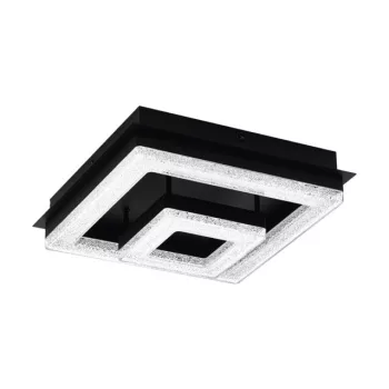   EGLO 99327 FRADELO 1, beltéri LED-es mennyezeti lámpa, LED foglalattal, MAX 12W teljesítménnyel, 1250lm, 3000 K, fekete / acél lámpatest, IP20, fekete, áttetsző / műanyag, kristály búrával, LED nem cserélhető, kapcsoló nélkül