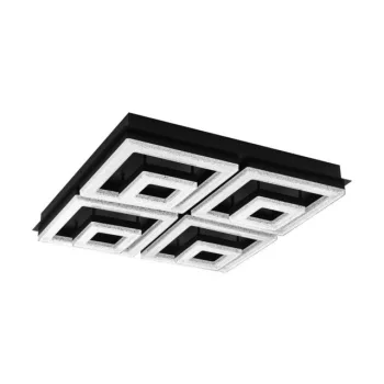   EGLO 99328 FRADELO 1, beltéri LED-es mennyezeti lámpa, LED foglalattal, MAX 48W teljesítménnyel, 5000lm, 3000 K, fekete / acél lámpatest, IP20, fekete, áttetsző / műanyag, kristály búrával, LED nem cserélhető, kapcsoló nélkül