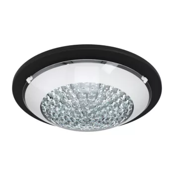   EGLO 99356 ACOLLA 1, beltéri LED-es fali-mennyezeti lámpa, LED foglalattal, MAX 11W teljesítménnyel, 950lm, 3000 K, fekete / acél lámpatest, IP20, fehér, áttetsző / üveg, kristály búrával, cserélhető LED, kapcsoló nélkül
