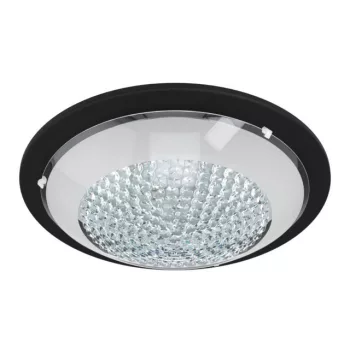   EGLO 99357 ACOLLA 1, beltéri LED-es fali-mennyezeti lámpa, LED foglalattal, MAX 16W teljesítménnyel, 1500lm, 3000 K, fekete / acél lámpatest, IP20, fehér, áttetsző / üveg, kristály búrával, cserélhető LED, kapcsoló nélkül