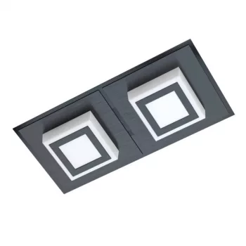   EGLO 99362 MASIANO 1, beltéri LED-es fali-mennyezeti lámpa, LED foglalattal, MAX 2X3,3W teljesítménnyel, 680lm, 3000 K, fekete / alumínium, acél lámpatest, IP20, szatinált / műanyag búrával, LED nem cserélhető, kapcsoló nélkül
