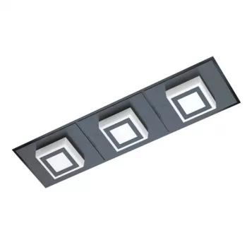   EGLO 99363 MASIANO 1, beltéri LED-es fali-mennyezeti lámpa, LED foglalattal, MAX 3X3,3W teljesítménnyel, 1020lm, 3000 K, fekete / alumínium, acél lámpatest, IP20, szatinált / műanyag búrával, LED nem cserélhető, kapcsoló nélkül