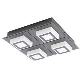   EGLO 99364 MASIANO 1, beltéri LED-es fali-mennyezeti lámpa, LED foglalattal, MAX 4X3,3W teljesítménnyel, 1360lm, 3000 K, fekete / alumínium, acél lámpatest, IP20, szatinált / műanyag búrával, LED nem cserélhető, kapcsoló nélkül