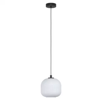   EGLO 99366 MANTUNALLE, beltéri függeszték, E27 foglalattal, MAX 1X40W teljesítménnyel, fekete / acél lámpatest, IP20, fehér / üveg búrával, kapcsoló nélkül