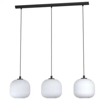   EGLO 99367 MANTUNALLE, beltéri függeszték, E27 foglalattal, MAX 3X40W teljesítménnyel, fekete / acél lámpatest, IP20, fehér / üveg búrával, kapcsoló nélkül