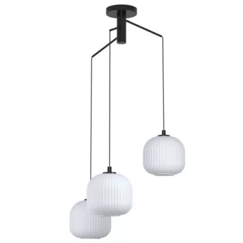   EGLO 99368 MANTUNALLE, beltéri függeszték, E27 foglalattal, MAX 3X40W teljesítménnyel, fekete / acél lámpatest, IP20, fehér / üveg búrával, kapcsoló nélkül
