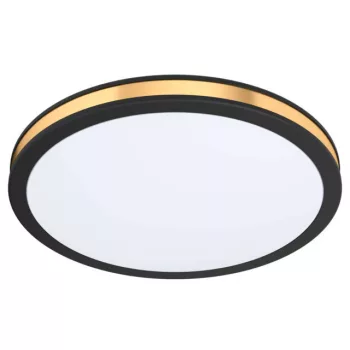   EGLO 99406 PESCAITO, beltéri LED-es fali-mennyezeti lámpa, LED foglalattal, MAX 11W teljesítménnyel, 1350lm, 3000 K, fekete / acél lámpatest, IP20, fehér, arany / műanyag búrával, LED nem cserélhető, kapcsoló nélkül