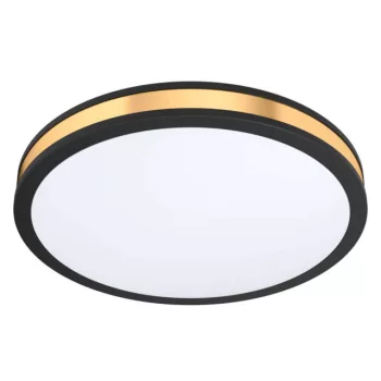   EGLO 99407 PESCAITO, beltéri LED-es fali-mennyezeti lámpa, LED foglalattal, MAX 24W teljesítménnyel, 2400lm, 3000 K, fekete / acél lámpatest, IP20, fehér, arany / műanyag búrával, LED nem cserélhető, kapcsoló nélkül