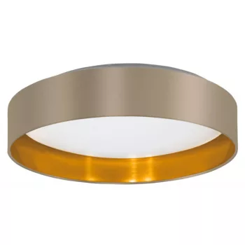   EGLO 99541 MASERLO 2, beltéri LED-es mennyezeti lámpa, LED foglalattal, MAX 24W teljesítménnyel, 2100lm, 3000 K, fehér / műanyag, acél lámpatest, IP20, tópszín, arany / textil búrával, LED nem cserélhető, kapcsoló nélkül