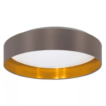   EGLO 99542 MASERLO 2, beltéri LED-es mennyezeti lámpa, LED foglalattal, MAX 24W teljesítménnyel, 2100lm, 3000 K, fehér / műanyag, acél lámpatest, IP20, cappuccino, arany / textil búrával, LED nem cserélhető, kapcsoló nélkül