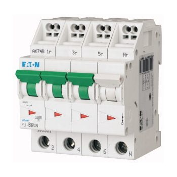   Eaton 101331 PLI-B6/3N Kismegszakító. 3P+N, 6A, B karakterisztika, 10kA