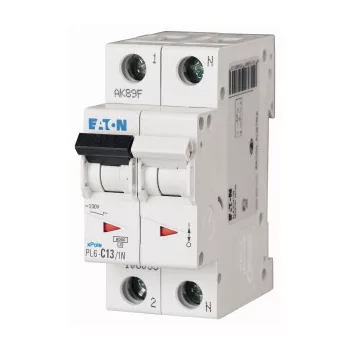 Eaton 106027 PL6-B13/1N Kismegszakító, 6kA 1 pólus+nulla