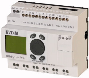 Eaton 106403 EC4P-222-MTAD1 24VDC,12DI(4AI)/8DO/1AO, kijelzős, Ethernet