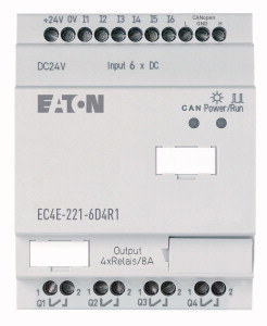 Eaton 114296 EC4E-221-6D4R1 24VDC; kihelyezett kompakt I/O modul, CAN, 6DI/4RO