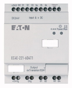 Eaton 114297 EC4E-221-6D4T1 24VDC; kihelyezett kompakt I/O modul, CAN, 6DI/4DO