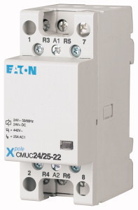Eaton 137402 CMUC24/25-22 installációs kontaktor, 2z+2ny, 25A, 24V AC/DC