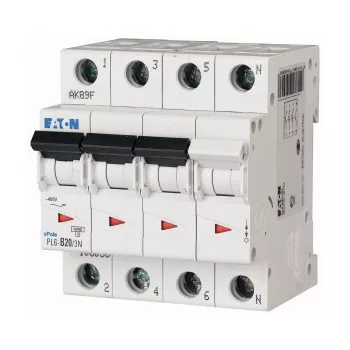 Eaton 165038 PL6-D20/3N Kismegszakító, 6kA 3 pólus+nulla
