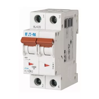   Eaton 165086 PL7-B4/2 Kismegszakító. 2P, 4A, B karakterisztika, 10kA