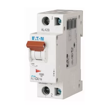  Eaton 165221 PL7-B4/1N Kismegszakító. 1P+N, 4A, B karakterisztika, 10kA