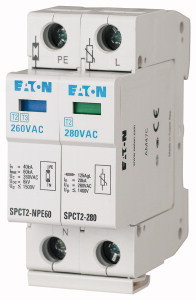 Eaton 167618 SPCT2-NPE60/1 komplett túlfesz. levezető, C, 1p+N, Uc=260V AC