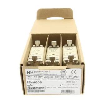   Eaton 16NHG0B NH FUSE 16A 500V GG/GL SIZE 0 NH-betét 16A, DIN 0 méret, 500V AC, gG/gL