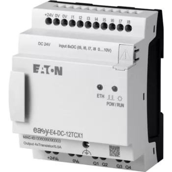   Eaton 197214 EASY-E4-DC-12TCX1 24V DC, Vezérlő Relé; 8DI(4AI)/4DO, Kij.nélk,ETH