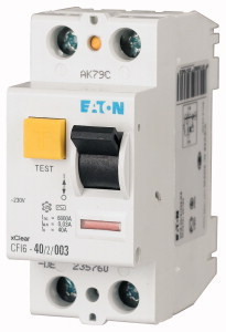 Eaton 235753 CFI6-25/2/003 Áram-védőkapcsoló (Fi-relé) AC osztály, 2P, 25A, 30mA