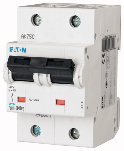 Eaton 248010 PLHT-C40/2 Kismegszakító. 2P, 40A, C karakterisztika, 25kA