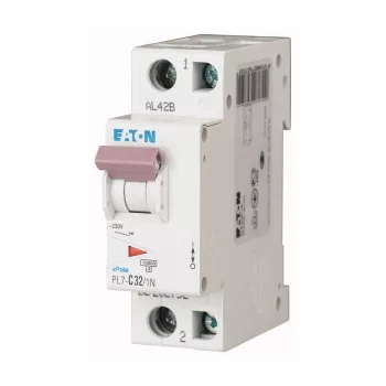   Eaton 262752 PL7-C32/1N Kismegszakító. 1P+N, 32A, C karakterisztika, 10kA