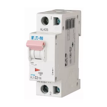   Eaton 262753 PL7-D2/1N Kismegszakító. 1P+N, 2A, D karakterisztika, 10kA