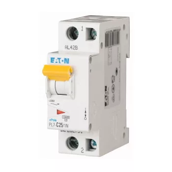   Eaton 262760 PL7-D25/1N Kismegszakító. 1P+N, 25A, D karakterisztika, 10kA