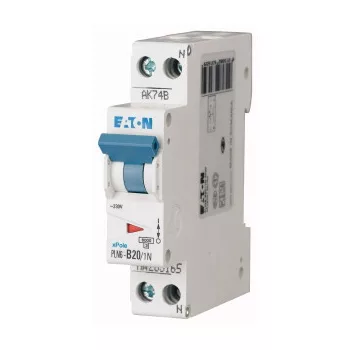 Eaton 263273 PLN6-B20/1N-DE Kismegszakító, 6kA 1p+1N 1TE