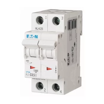   Eaton 263352 PL7-C0,5/2 Kismegszakító. 2P, 0,5A, C karakterisztika, 10kA