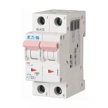   Eaton 263354 PL7-C2/2 Kismegszakító. 2P, 2A, C karakterisztika, 10kA
