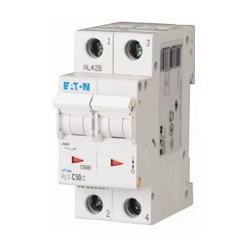   Eaton 263364 PL7-C50/2 Kismegszakító. 2P, 50A, C karakterisztika, 10kA