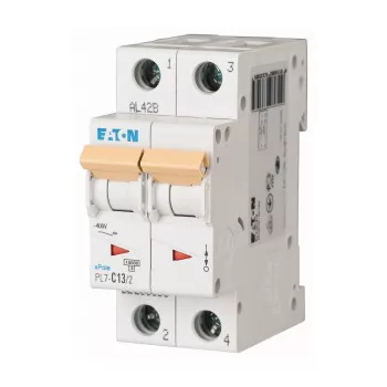   Eaton 263380 PL7-D13/2 Kismegszakító. 2P, 13A, D karakterisztika, 10kA