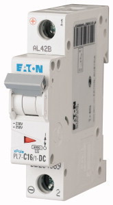 Eaton 264889 PL7-C16/1-DC Kismegszakító. 1P, 16A, C karakterisztika, 10kA Eaton 264889 PL7-C16/1-DC Kismegszakító. 1P, 16A, C karakterisztika, 10kA