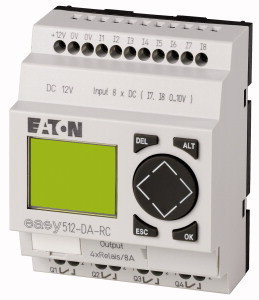 Eaton 274106 EASY512-DA-RC 12V DC; 8DI(2AI)/4RO, nem bővíthető, kijelzős