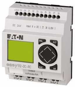Eaton 274109 EASY512-DC-RC 24V DC; 8DI(2AI)/4RO, nem bővíthető, kijelzős