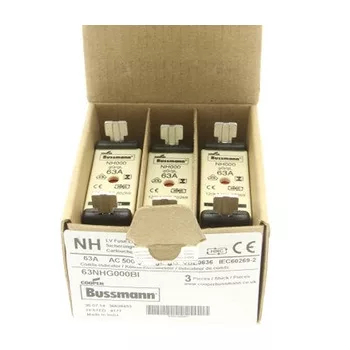   Eaton 63NHG000BI NH FUSE 63 500V GL/GG SIZE 000 NH-betét 63A, DIN 000 méret, 500V AC, gG, szig.fül