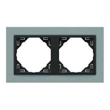   Efapel Logus90 90920 TAS 2-es keret alumínium / szürke, függőleges és vízszintes elhelyezéssel, ANIMATO (Efapel 90920 T AS)