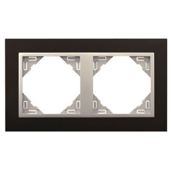   Efapel Logus90 90920 TPA 2-es keret fekete / alumínium, függőleges és vízszintes elhelyezéssel, ANIMATO (Efapel 90920 T PA)