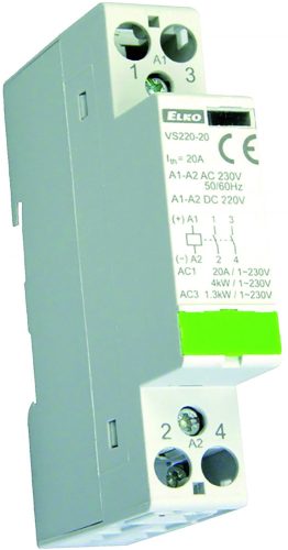 ELKO EP VS220-20/230V moduláris kontaktor 20A, 2 záró érintkező, 230V AC/DC (209970700012)