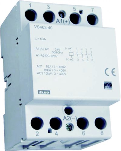 ELKO EP VS463-40/230V moduláris kontaktor 63A, 4 záró érintkező, 230V AC/DC (209970700021)