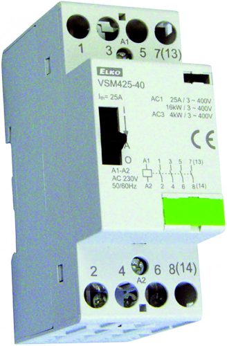 ELKO EP VSM425-22/230V moduláris kontaktor 25A, kézi kapcsolással, 2 záró + 2 nyitó érintkező, 230V AC (209970700067)