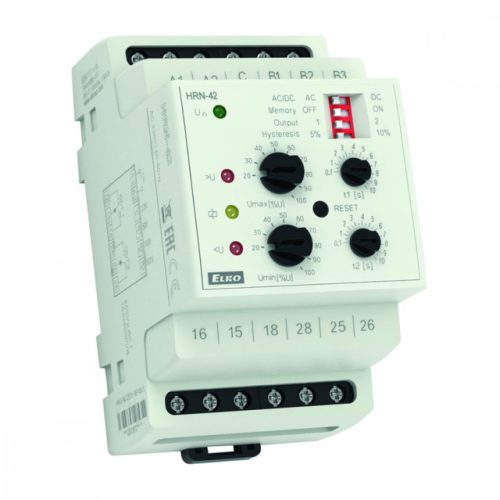 Elko EP HRN-42/230 V Feszültségfigyelő relé 1-fázisú AC vagy DC feszültségek felügyeletére, tápfeszültség AC 230 V (4044)