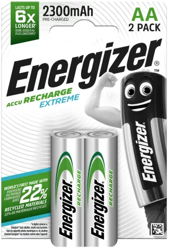 Energizer AEAA2300B2EXTR Extreme LR6 (AA) újratölthető akkumulátor 2300mAh Ni-MH – nagy kapacitású, hosszú élettartamú AA ceruzaakku ( 2db/csomag ) ( AEAA2300B2EXTR )